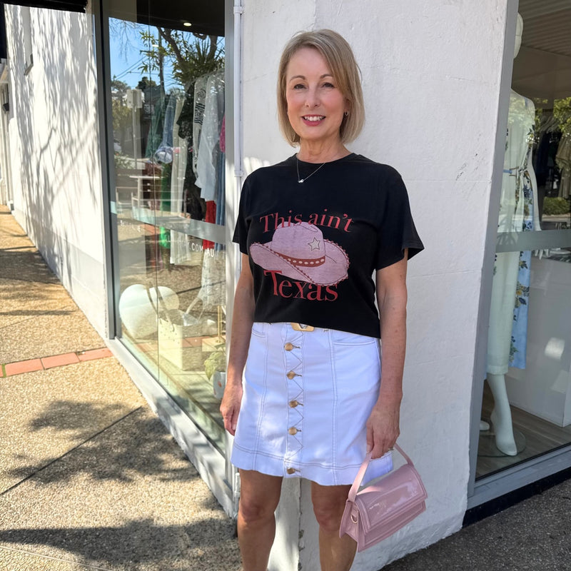 Theo Denim Skirt (White)