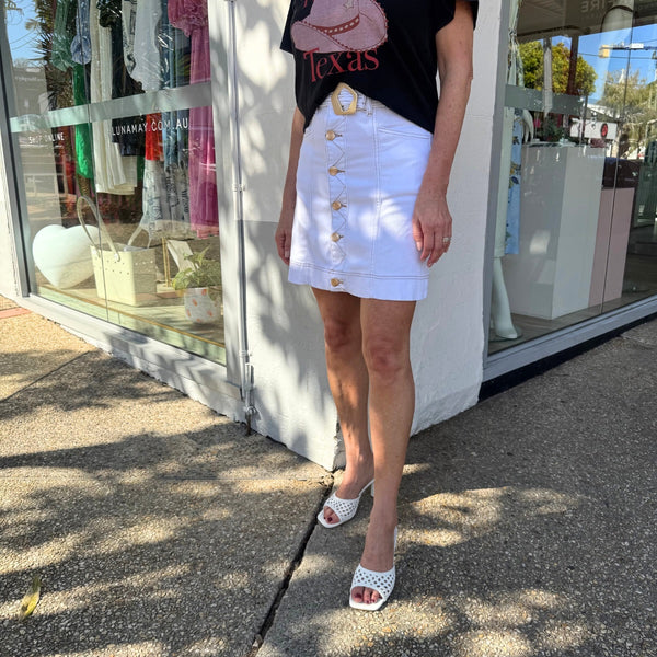 Theo Denim Skirt (White)
