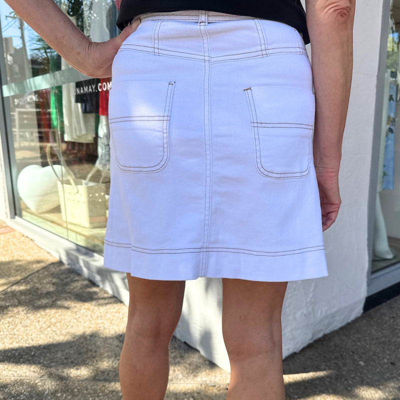 Theo Denim Skirt (White)