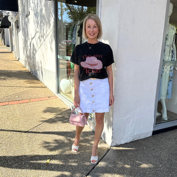 Theo Denim Skirt (White)