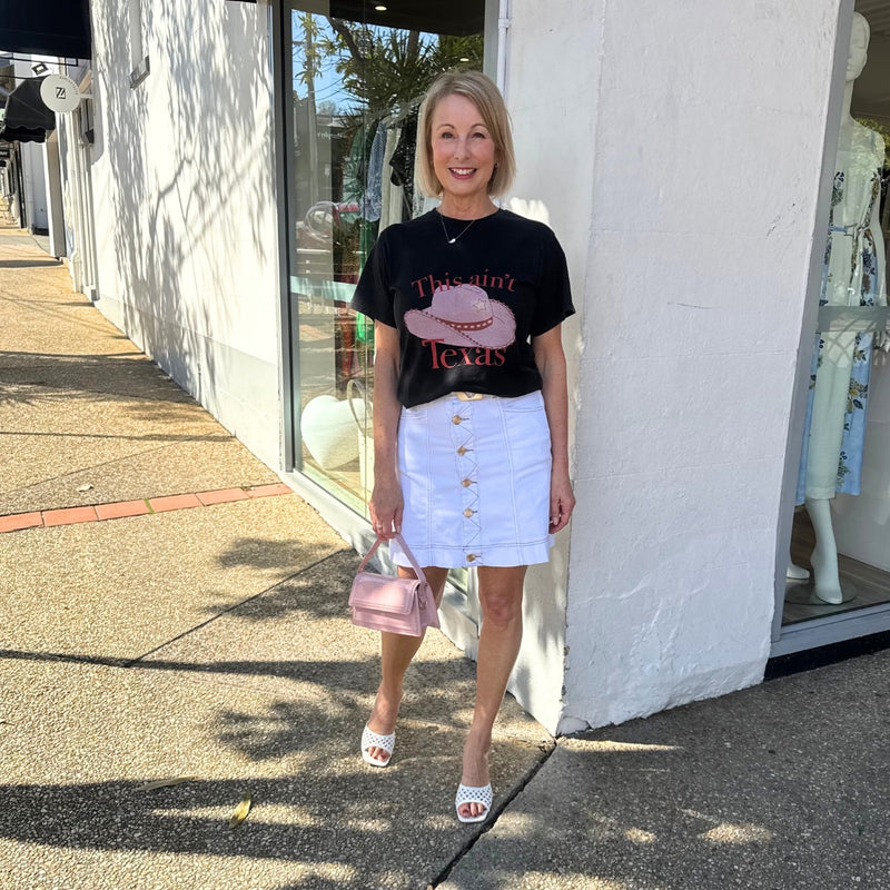 Theo Denim Skirt (White)