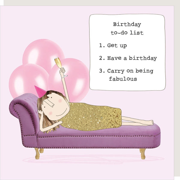 Rosie Made A Thing Birthday to do list Greeting Card