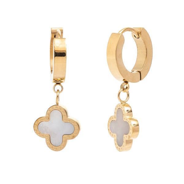 Collins Clover Drop Earrings (White)