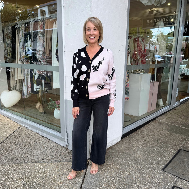 This cardigan can be worn with our Burnett jeans.