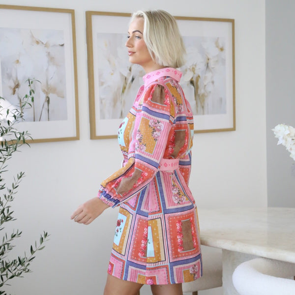 Side view of the dress - finishing above the knee