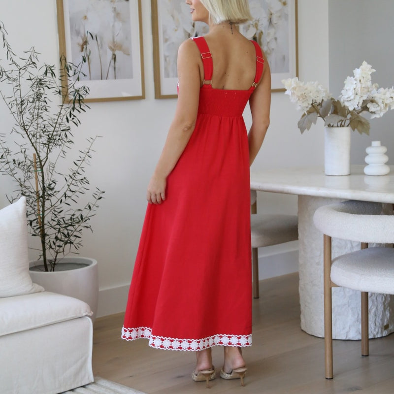 Full length view of the back of the dress.