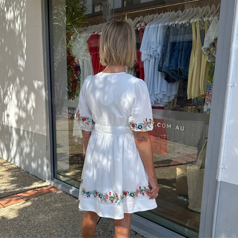 Back view of the dress - it has a shirred panel on the waist.