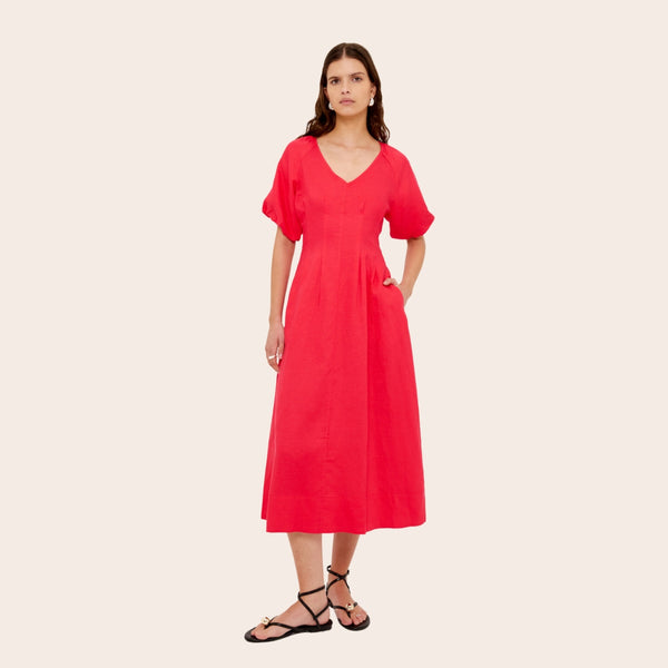 Our Valentina Dress is a fab pop of red! This midi dress will be perfect for the office or the festive season.