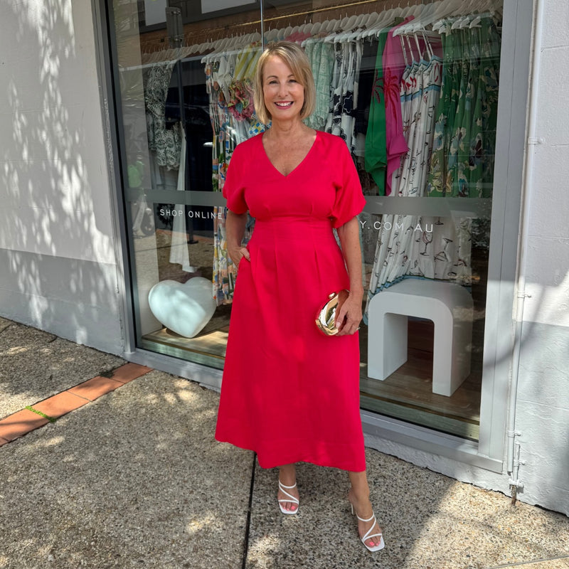 Valentina Midi Dress (Red)