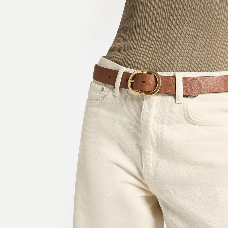 Status Anxiety In Reverse Leather Belt (Tan/Gold)