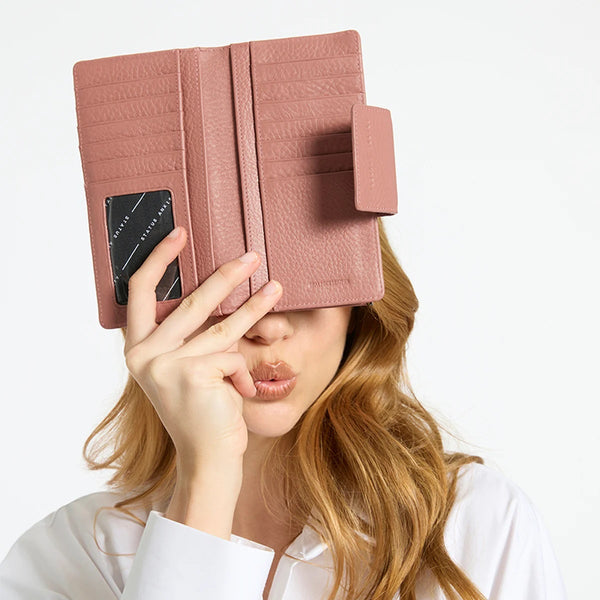 Inside compartments in the Ruins Leather Wallet.