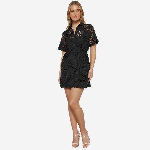 Ascot Lace Dress (Black)