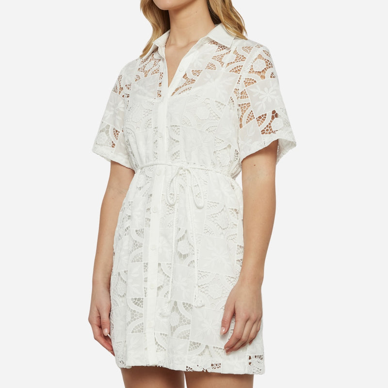 Ascot Lace Dress (White)