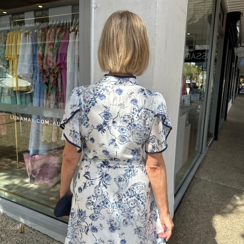 Shay Midi Dress (Blue Floral)