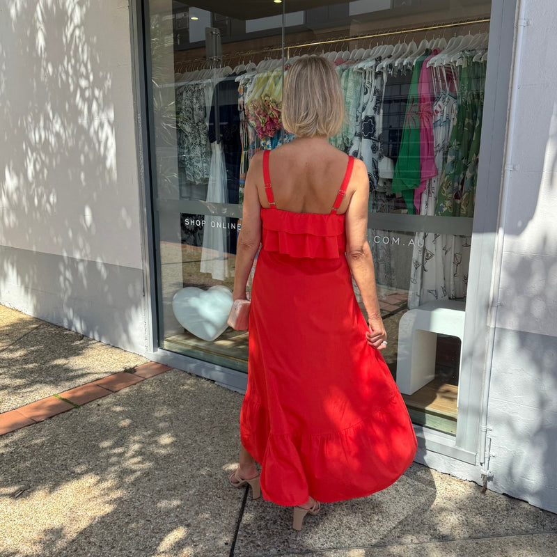 Full length view of the back of the dress.