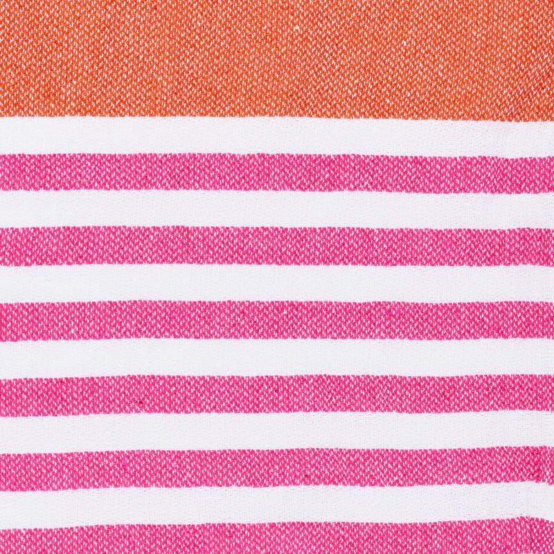 Close up of the pink, orange and white stripes.