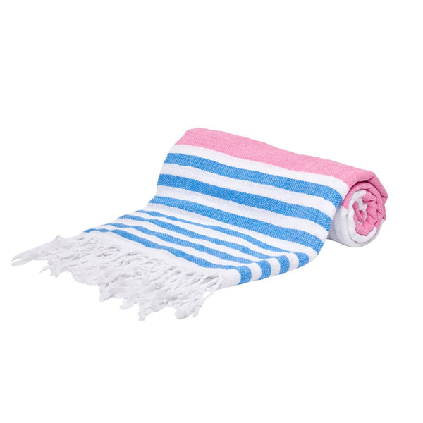 Pink & Blue Stripe Thin Turkish Beach Towel