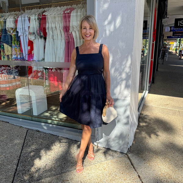 Bethani Linen Dress (Navy)