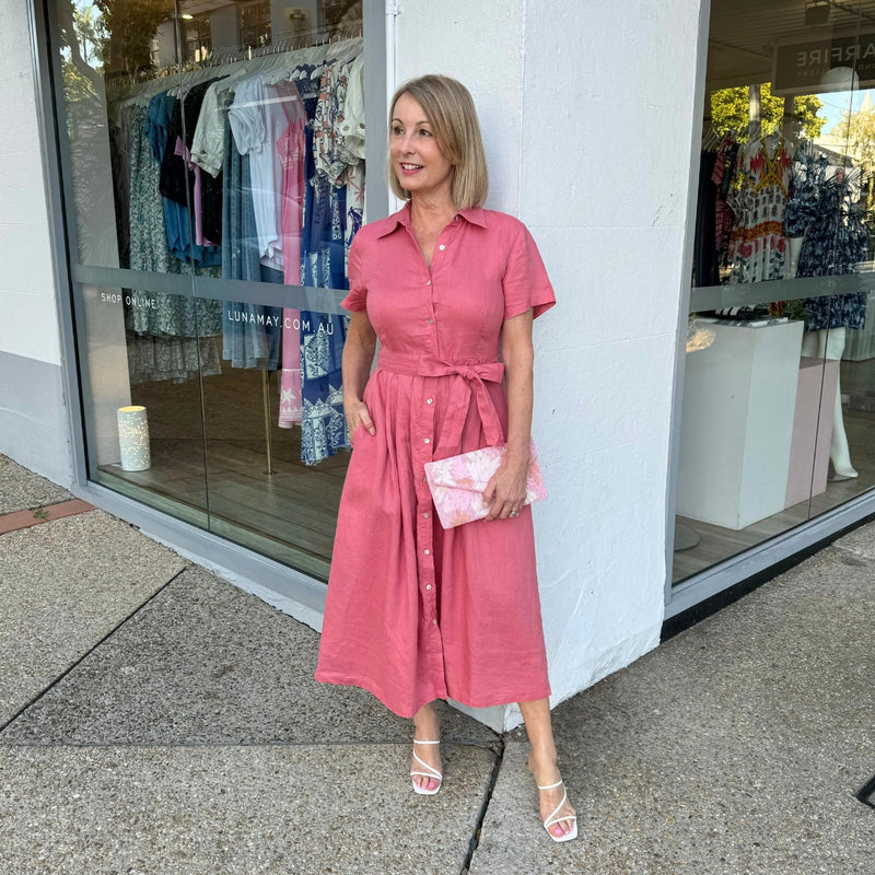 Elowen Linen Dress (Rose)