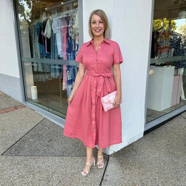 Elowen Linen Dress (Rose)