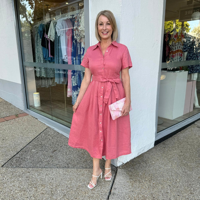 Elowen Linen Dress (Rose)