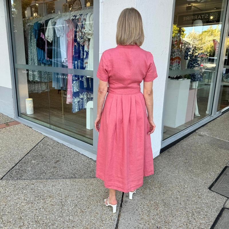 Elowen Linen Dress (Rose)