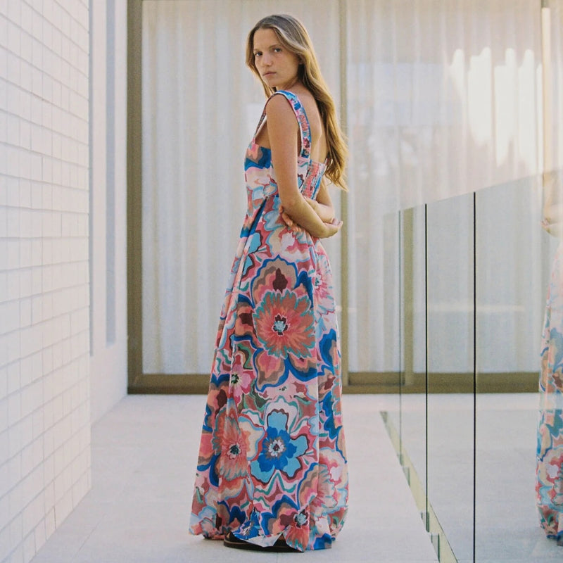 Back view of the dress - it has a shirred panel for comfort and also an invisible back zip.