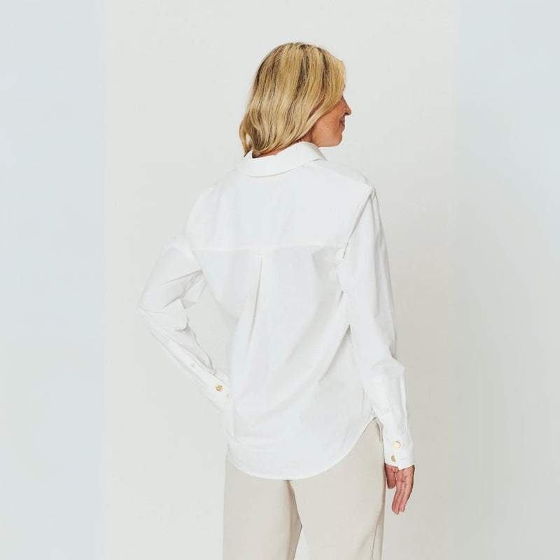 Back view of the shirt - it has a curved hem and is longer at the back.