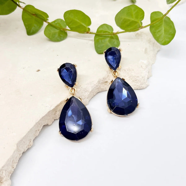 Amelia Jewel Earrings (Navy)