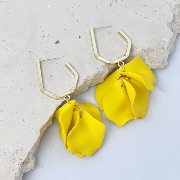 April Petal Earrings in Yellow