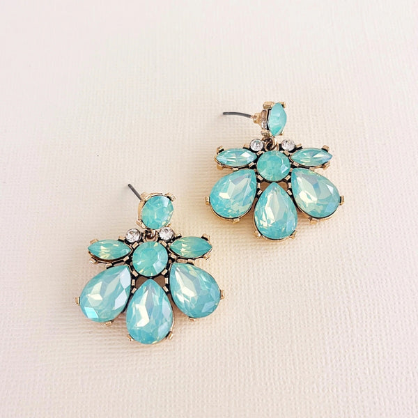 Blossom Jewel Earrings (Aqua)