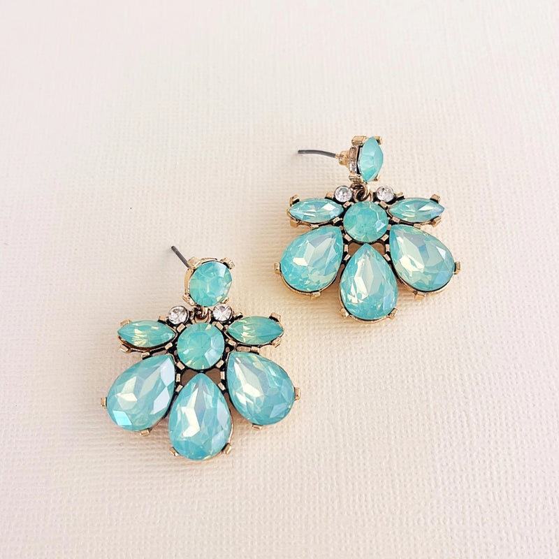 Blossom Jewel Earrings (Aqua)