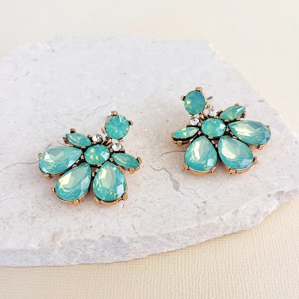Blossom Jewel Earrings (Aqua)