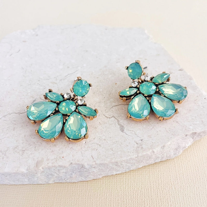 Blossom Jewel Earrings (Aqua)