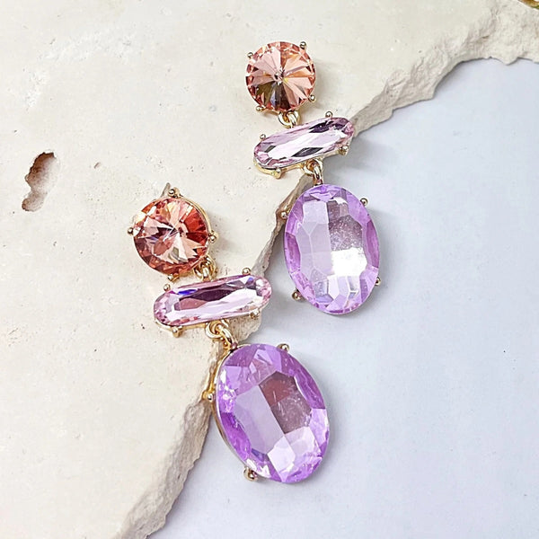 Esther Jewel Drop Earrings (Lilac)