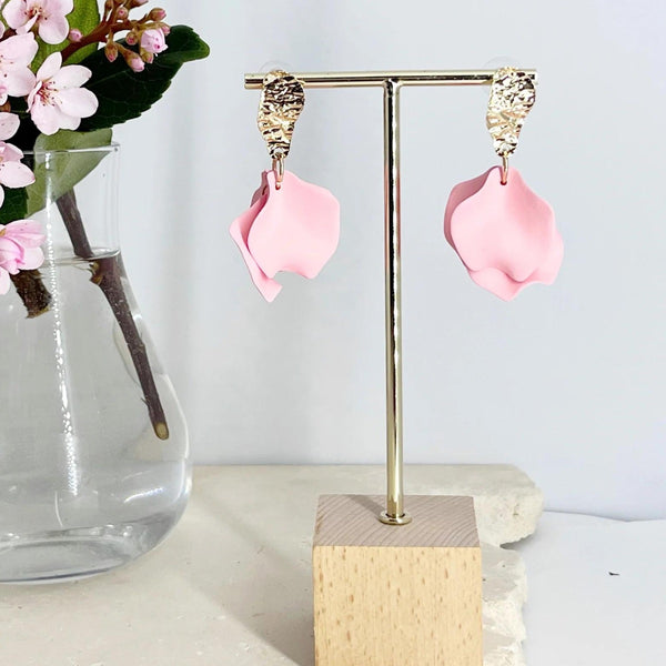 Fleur Petal Earrings in peony pink