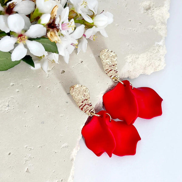 Fleur Petal Earrings in Red