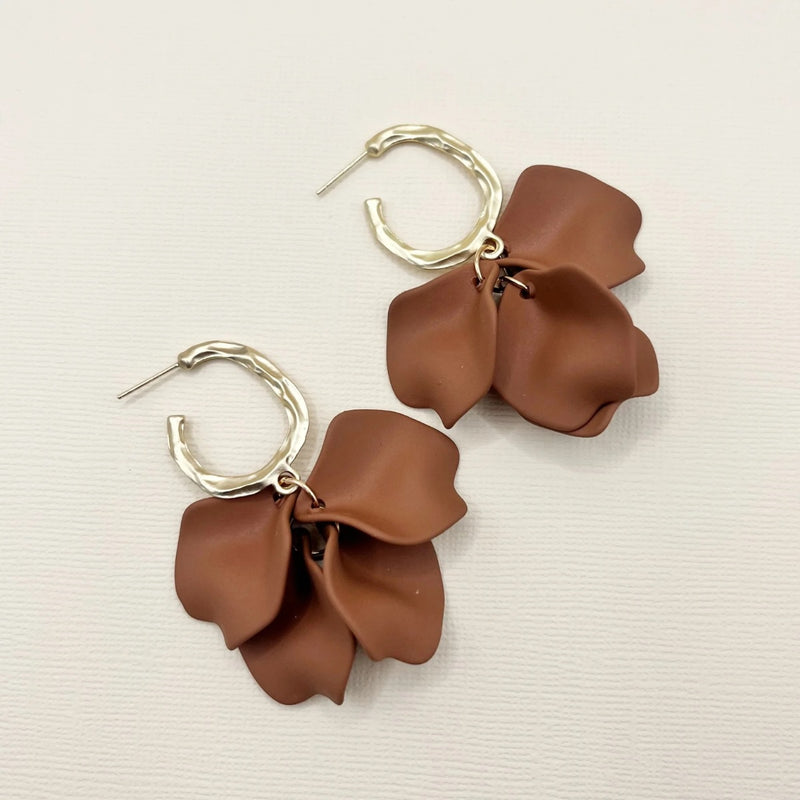 Louisa Petal Earrings in Chocolate and Gold