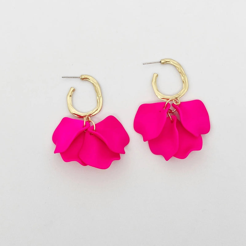 Louisa Petal Earrings (Hot Pink)