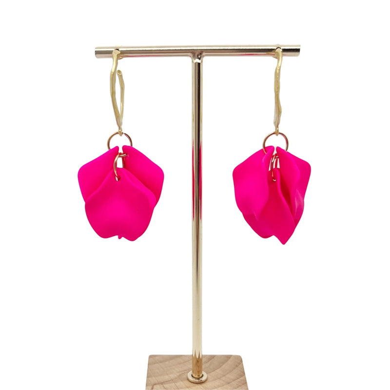 Louisa Petal Earrings (Hot Pink)