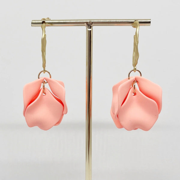 Louisa Petal Earrings in a Peachy Pink colour