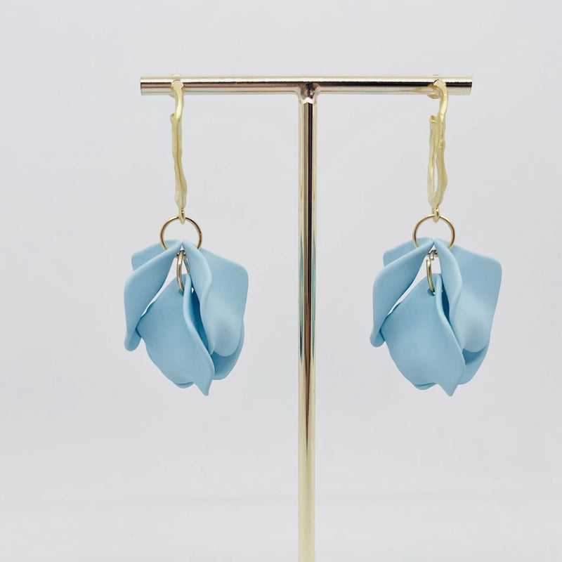 Louisa Petal Earrings in a powdery blue colour