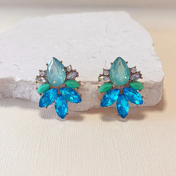 Scout Jewel Earrings in Blue, Green and Clear.