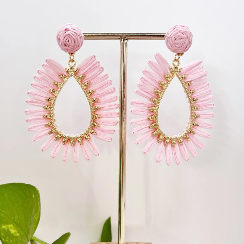 Skylar Raffia Earrings in Pink