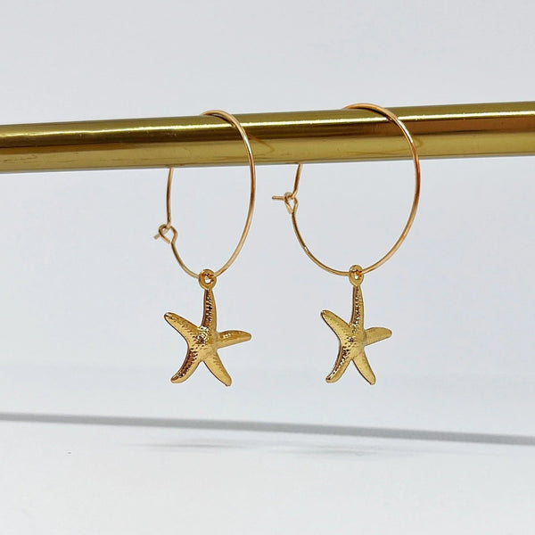 Starfish Hoop Earrings (Gold)