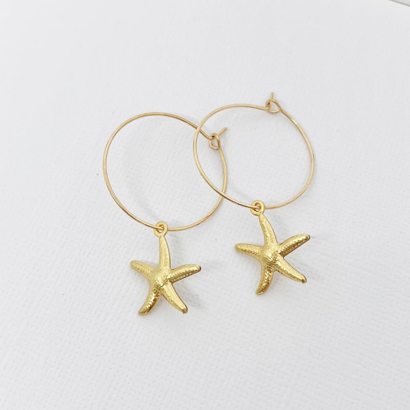 Starfish Hoop Earrings (Gold)