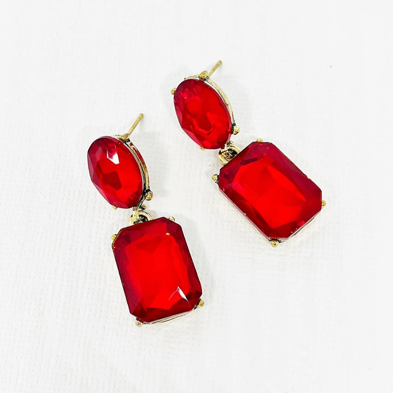 Valentina Jewel Earrings (Red)