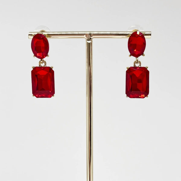 Valentina Jewel Earrings (Red)