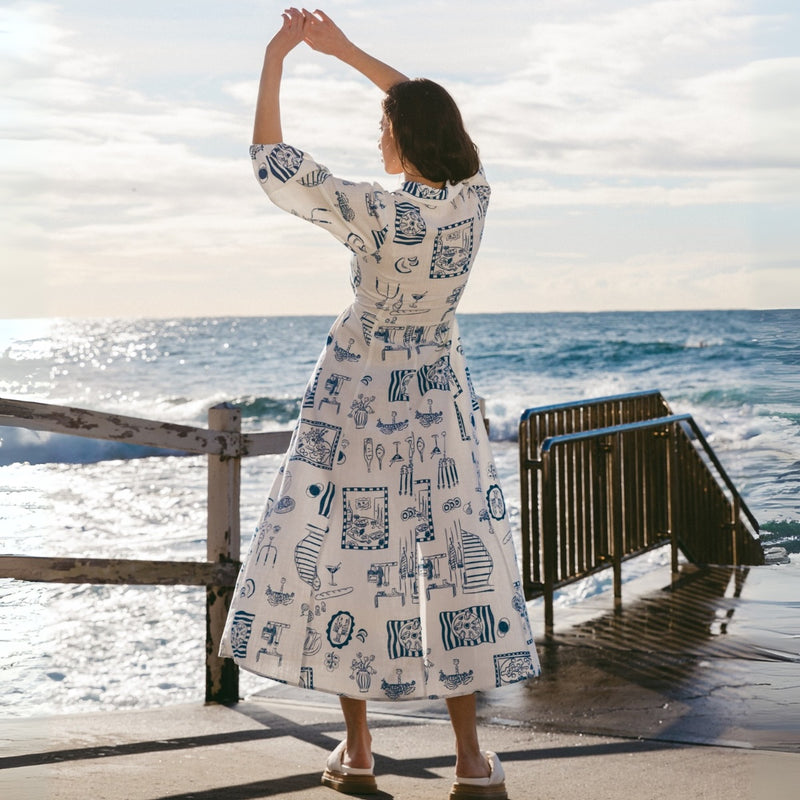 Back view of the dress - it has an Aline maxi length skirt.