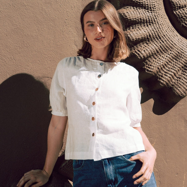 This classic white top will go with everything in your wardrobe from denim, shorts, pants or a skirt.